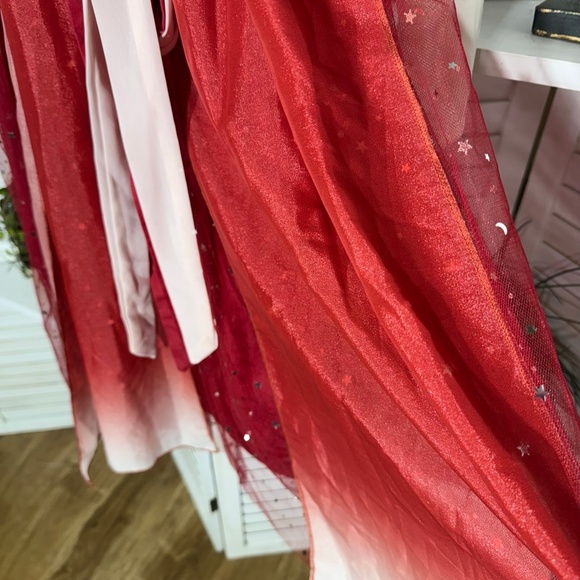 Vintage Embroidered Floral Princess Dress Burgundy Size 12 - Picture 7 of 14